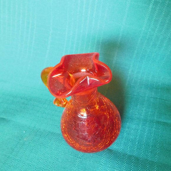 Handblown Amberina crackle glass cruet VGU - Picture 3 of 7
